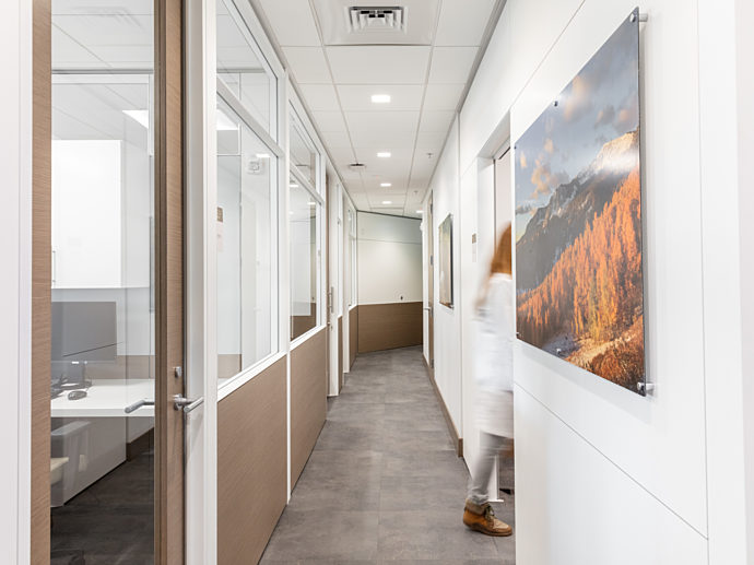 Hall way with Pre-Fabricated interior walls